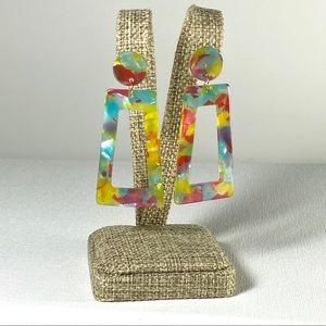 Multi color fun pierced dangle earrings